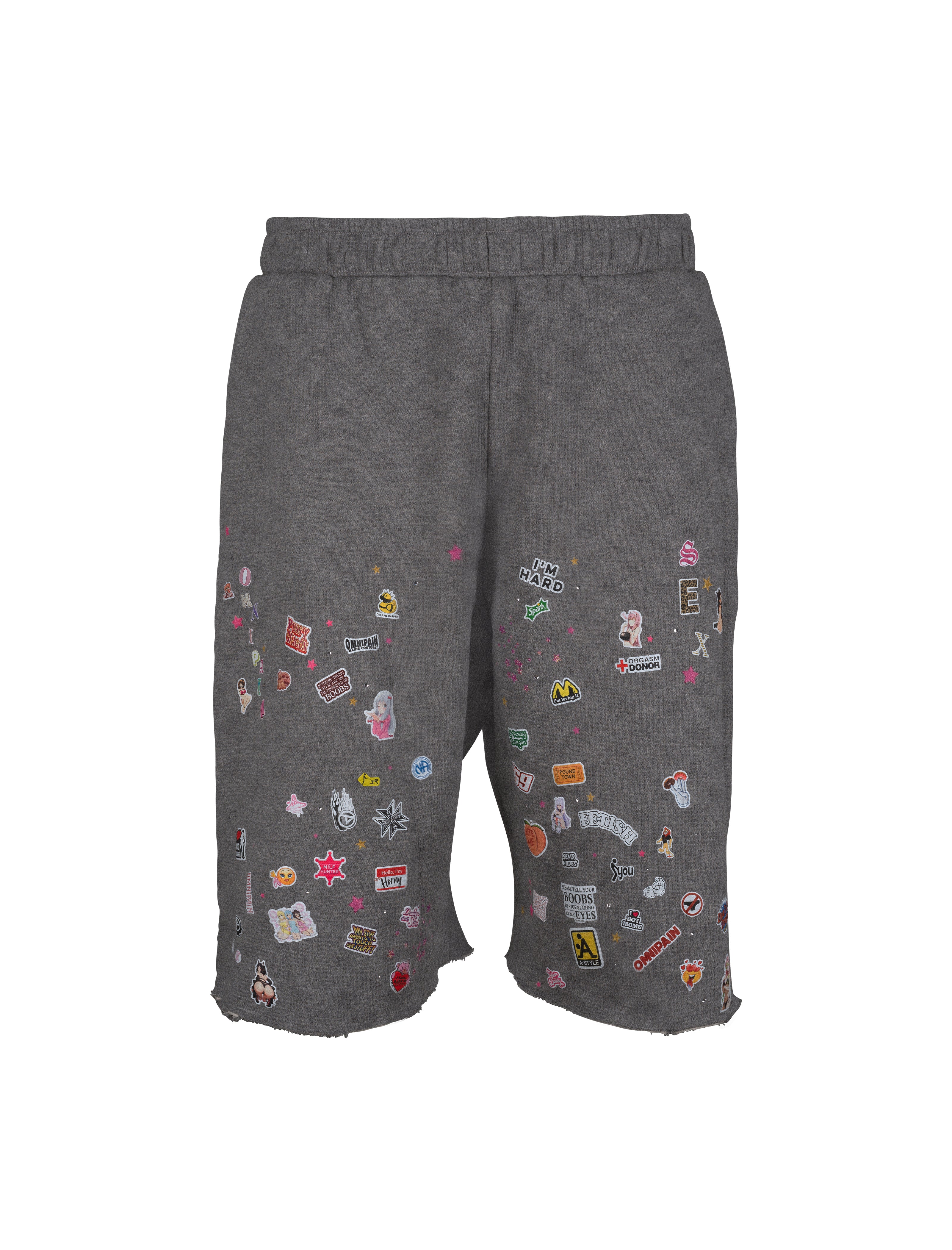 ADULT STICKERS WAFFLE KNIT WIDE-LEG SHORTS