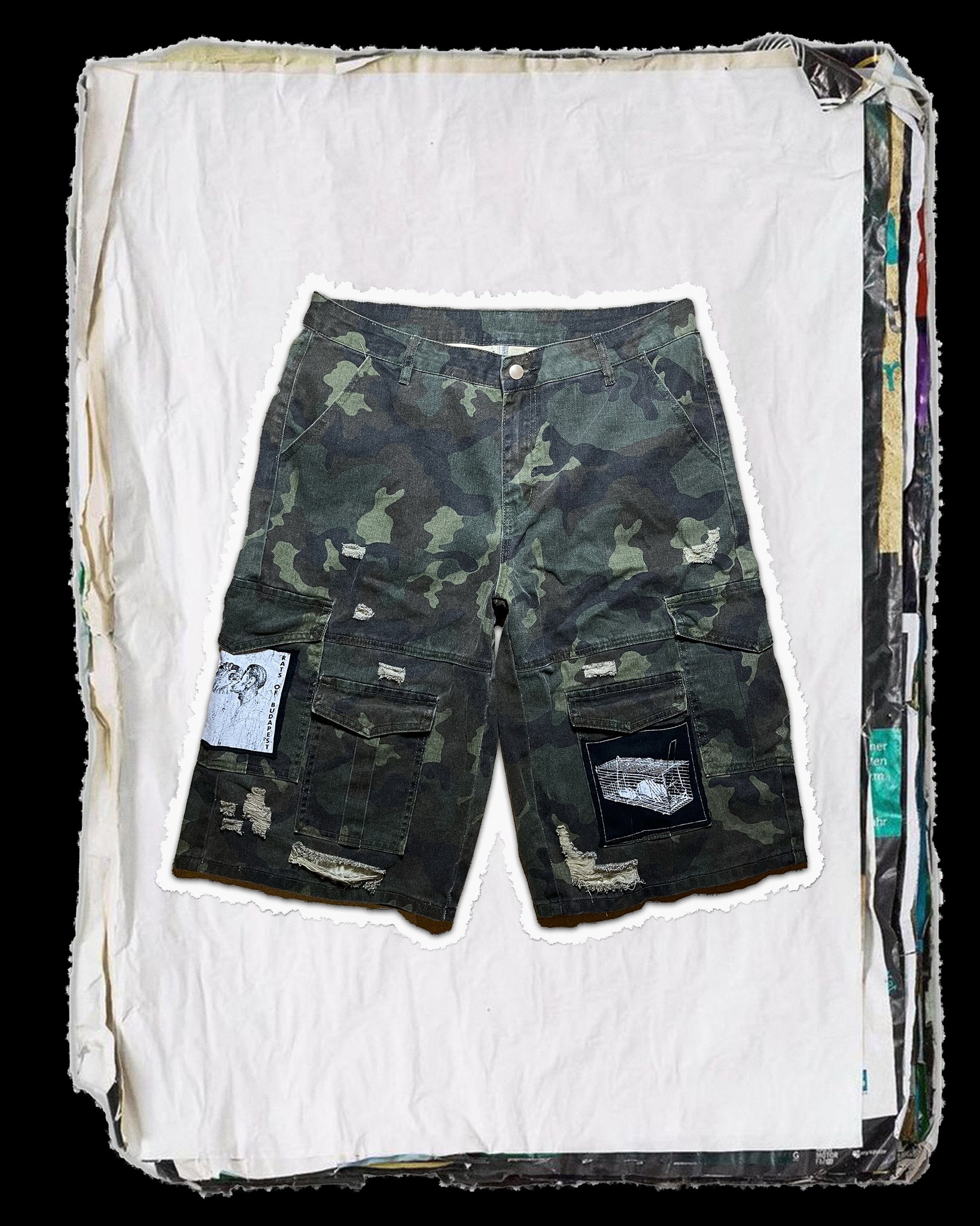 Rats Camo Cargo Shorts
