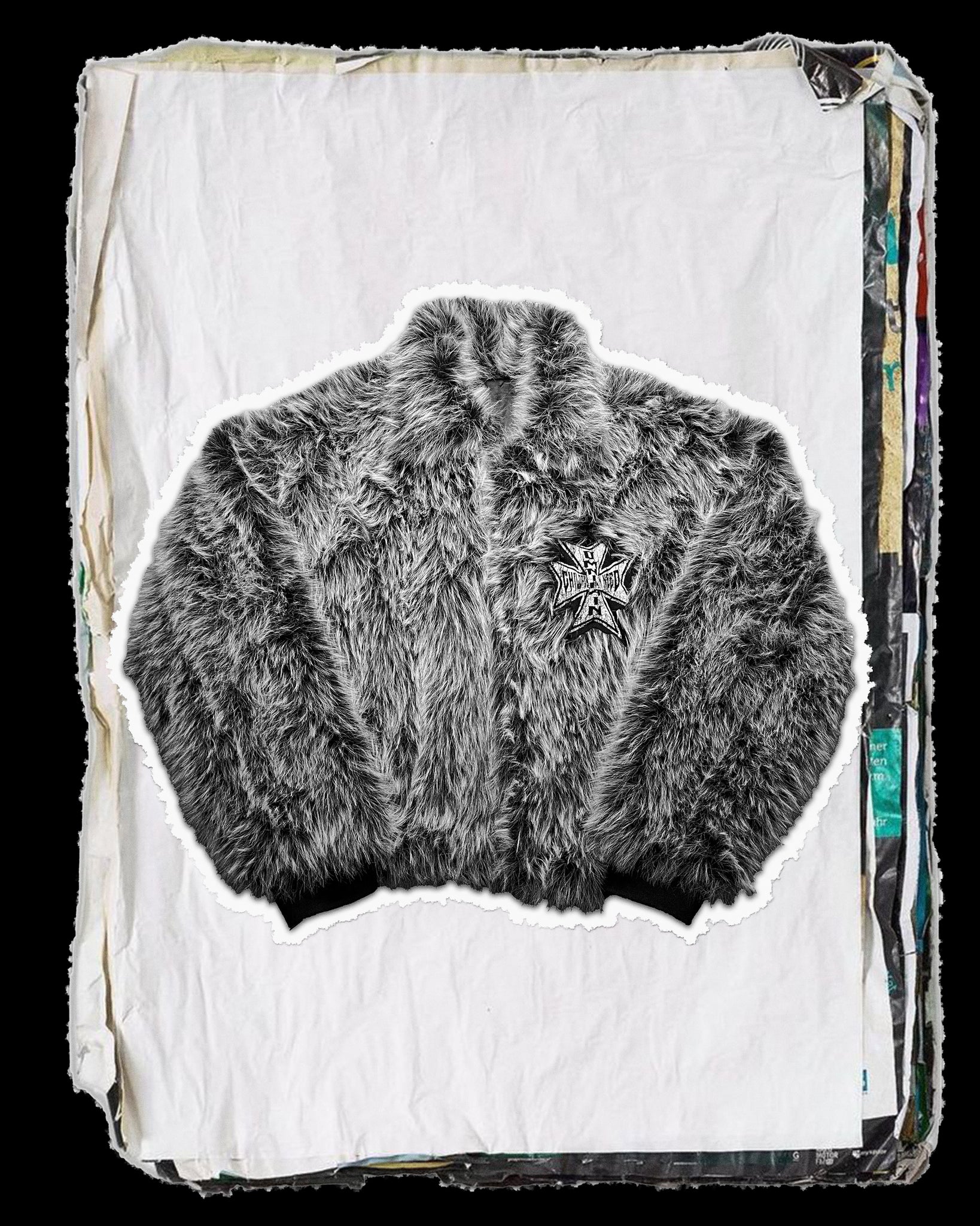 Maltese Cross Faux Fur Pimp Jacket