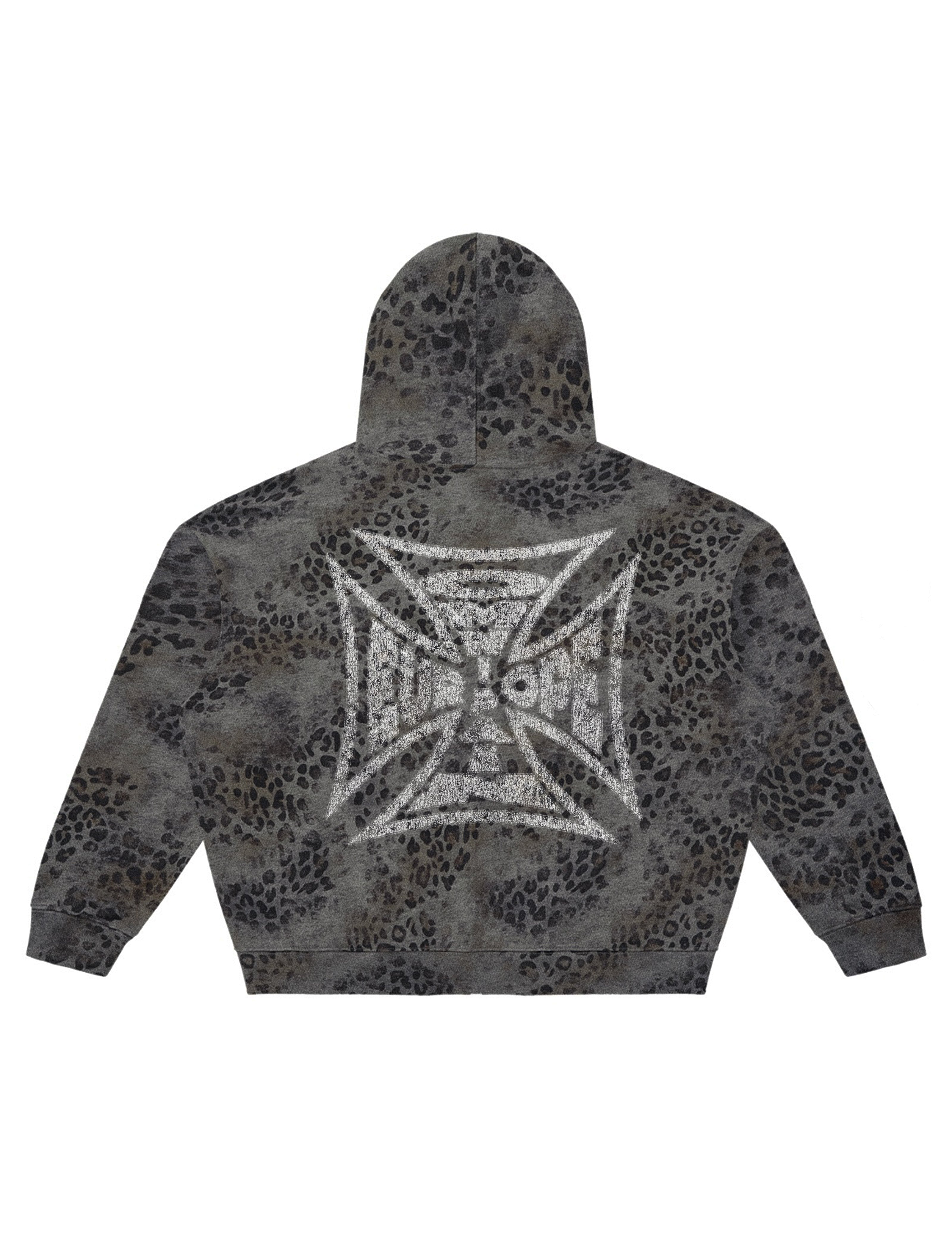 MALTESE CROSS LEOPARD PRINT ZIP-UP HOODIE