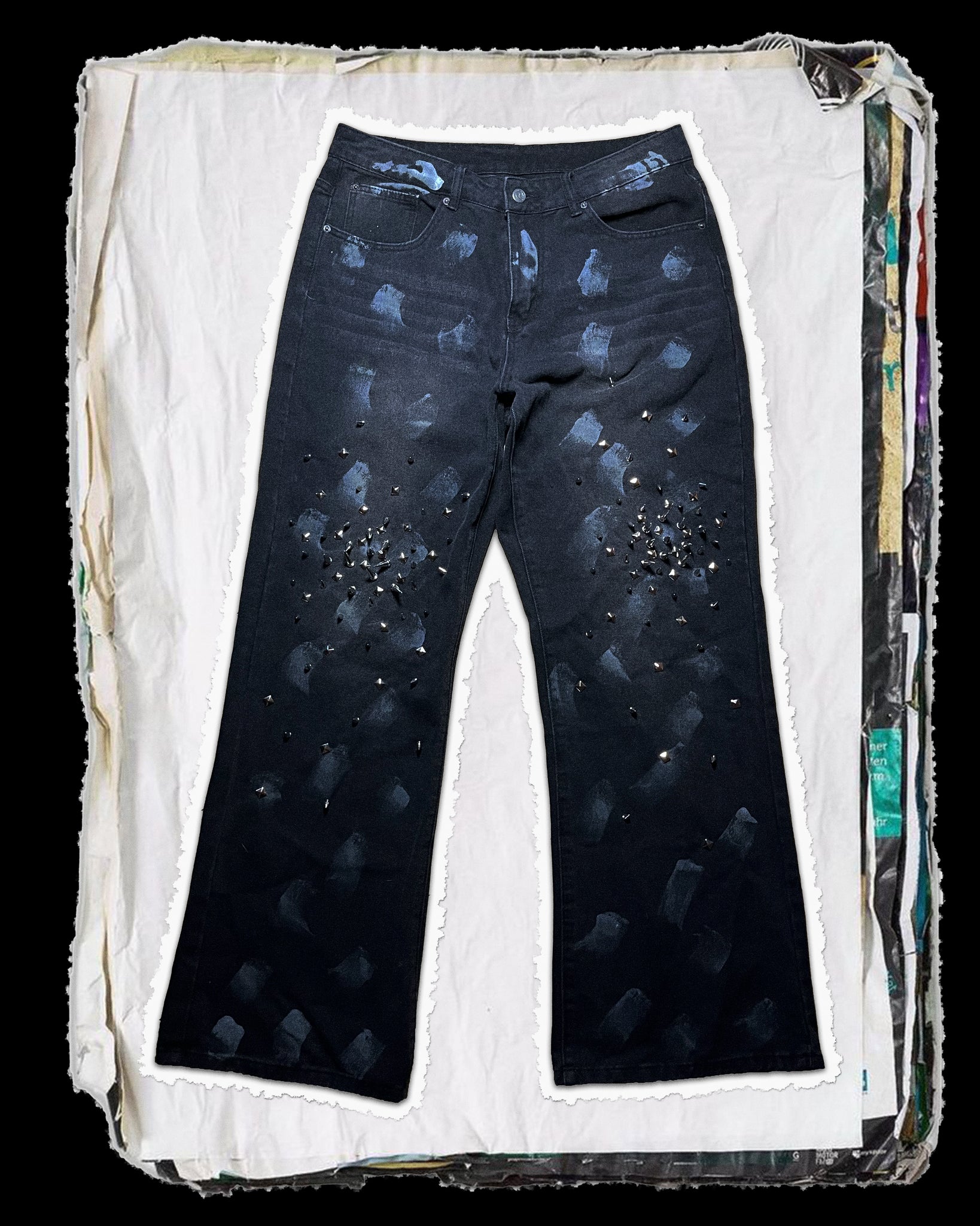 Spikes Flare Jeans Black